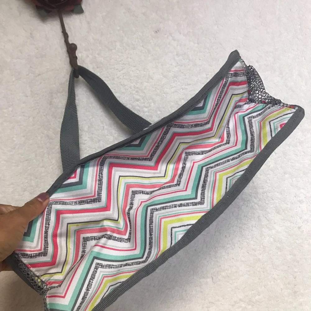 thirty-one Chevron Multi-Color Tote with Gray Trim and Handles